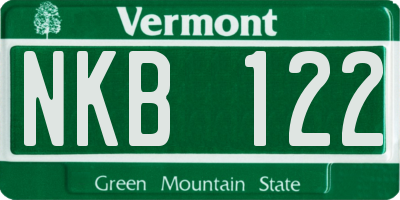 VT license plate NKB122