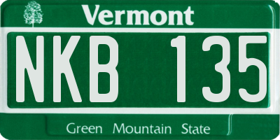 VT license plate NKB135