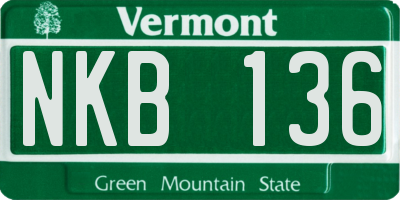 VT license plate NKB136