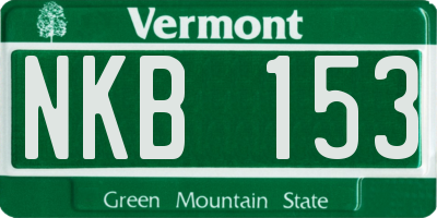 VT license plate NKB153