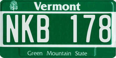 VT license plate NKB178