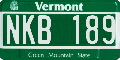 VT license plate NKB189