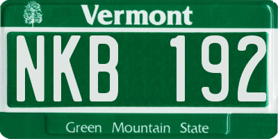 VT license plate NKB192