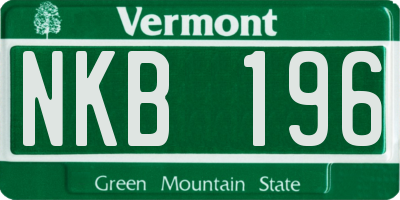 VT license plate NKB196