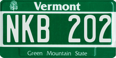 VT license plate NKB202