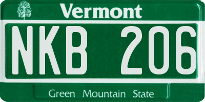 VT license plate NKB206