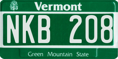 VT license plate NKB208