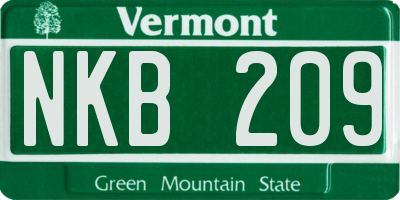 VT license plate NKB209