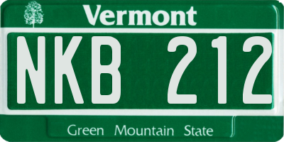 VT license plate NKB212