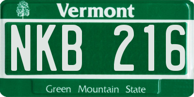 VT license plate NKB216