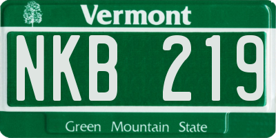 VT license plate NKB219