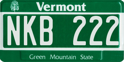 VT license plate NKB222
