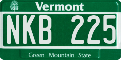 VT license plate NKB225