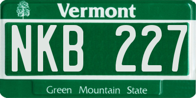 VT license plate NKB227