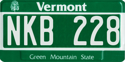 VT license plate NKB228
