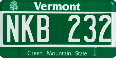 VT license plate NKB232