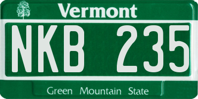 VT license plate NKB235