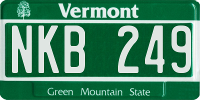 VT license plate NKB249