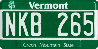 VT license plate NKB265