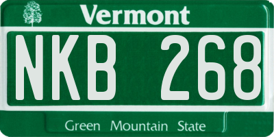 VT license plate NKB268