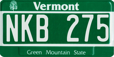 VT license plate NKB275