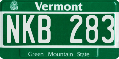 VT license plate NKB283