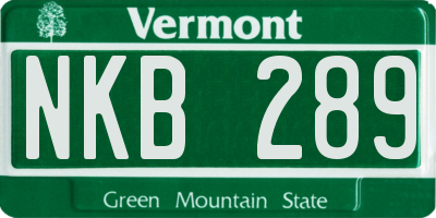 VT license plate NKB289