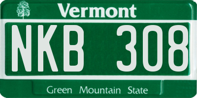 VT license plate NKB308