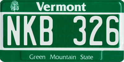 VT license plate NKB326