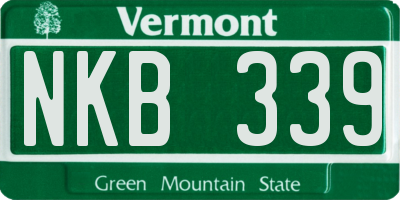 VT license plate NKB339