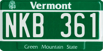 VT license plate NKB361