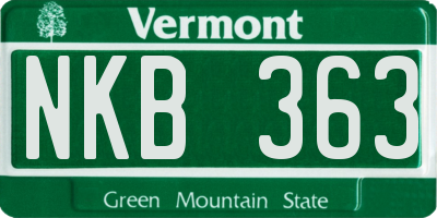 VT license plate NKB363
