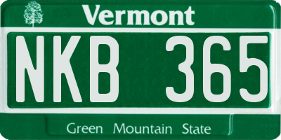 VT license plate NKB365
