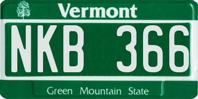 VT license plate NKB366