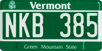 VT license plate NKB385