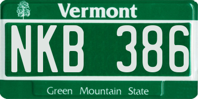 VT license plate NKB386