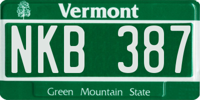 VT license plate NKB387