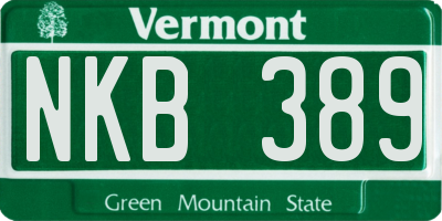 VT license plate NKB389