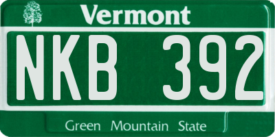 VT license plate NKB392