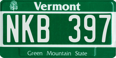 VT license plate NKB397