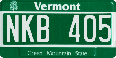 VT license plate NKB405
