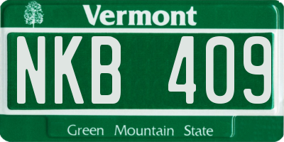 VT license plate NKB409