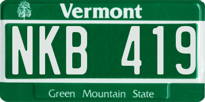 VT license plate NKB419