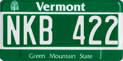 VT license plate NKB422
