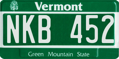 VT license plate NKB452