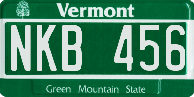 VT license plate NKB456