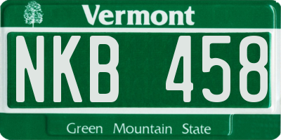 VT license plate NKB458