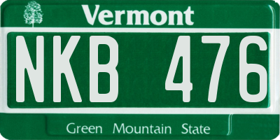 VT license plate NKB476
