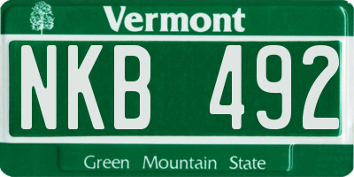 VT license plate NKB492