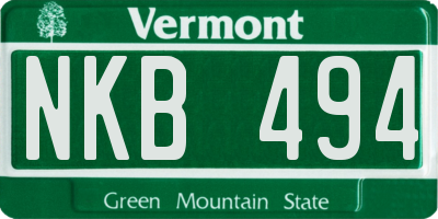 VT license plate NKB494